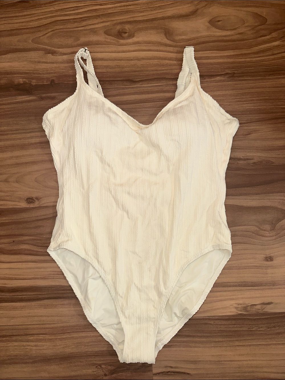 Andie Cream Ribbed One-Piece Swimsuit